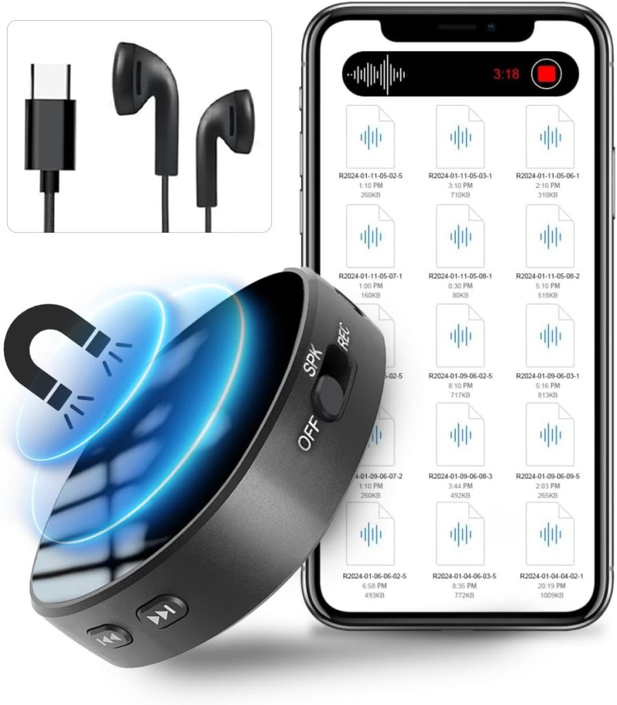 64GB Voice Activated Recorder Device -【AI Noice Reduction】 4000H Audio Storage Recording Device, HD Digital Voice Recorder with Playback, Portable Tape Recorder for Car,Lectures,Meeting