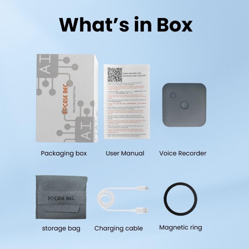 Skywin AI Voice Recorder, Digital Voice Recorder with Playback  Transcription, 64GB Portable Recording Device, Dual-Mic Noise Reduction, App Integration,  Speech-to-Text Converter