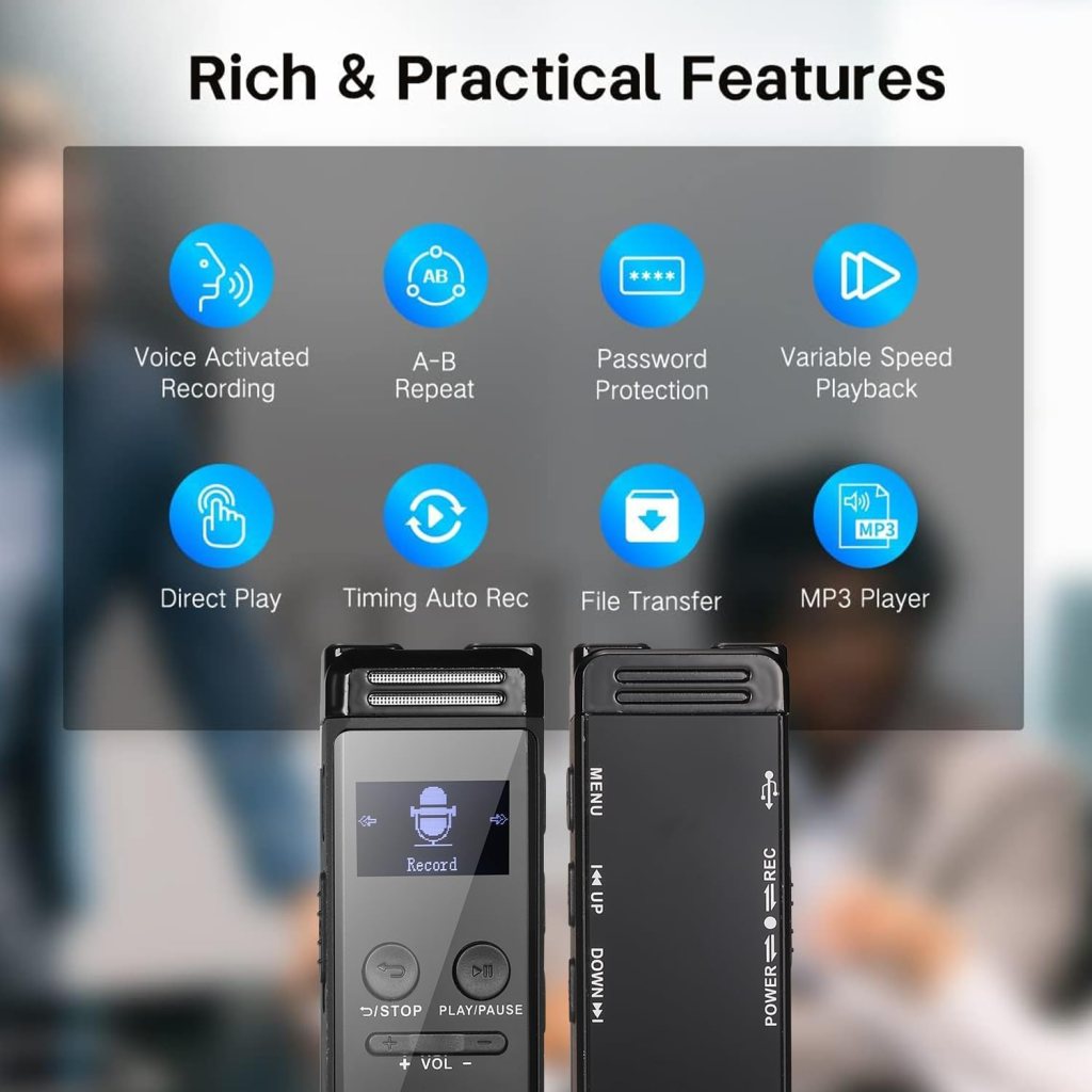 64GB Digital Voice Recorder Mini Voice Recorder Upgraded Small Audio Recorder with MP3USB Password Protection for Lectures, Meetings, Interviews……