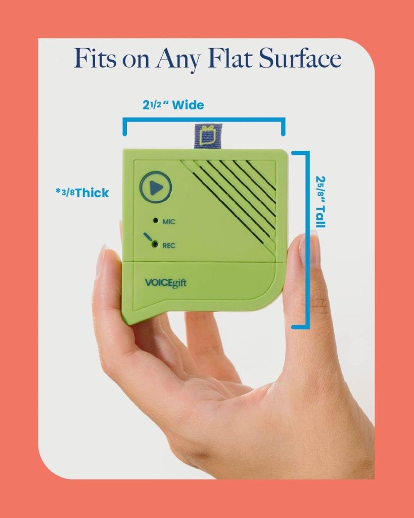 Voice-Over® 60-Seconds Voice Recorder with Playback – Audio Recorder for Frames, Albums, Scrapbooks  Quilts - Customizable Digital Recorder with Built-in Microphone  Speakers – 60 x 7 mm – 1 Pack