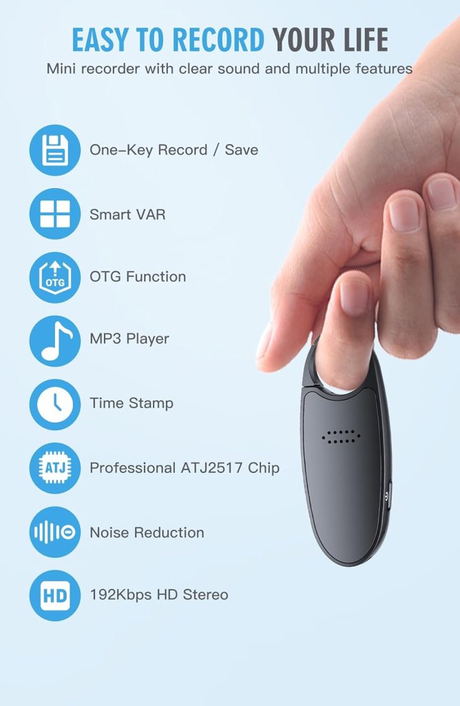 128GB(1600 Hours) Digital Voice Recorder with Playback, Voice Activated Recorder Audio Recording Device with Speaker Instant Playback, Portable Audio Recorder for Lectures Meetings Music