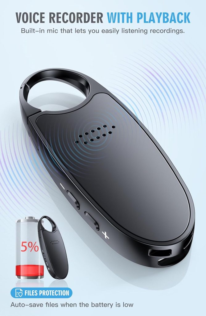 128GB(1600 Hours) Digital Voice Recorder with Playback, Voice Activated Recorder Audio Recording Device with Speaker Instant Playback, Portable Audio Recorder for Lectures Meetings Music