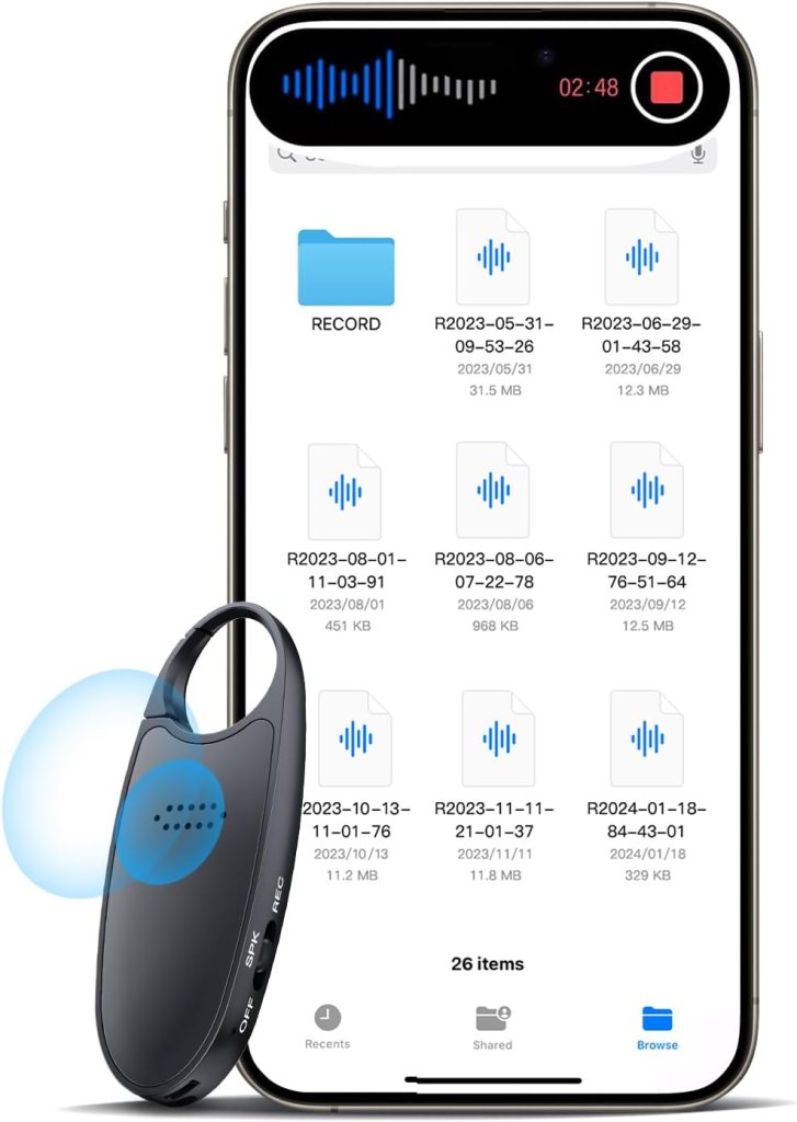 128GB(1600 Hours) Digital Voice Recorder with Playback, Voice Activated Recorder Audio Recording Device with Speaker Instant Playback, Portable Audio Recorder for Lectures Meetings Music