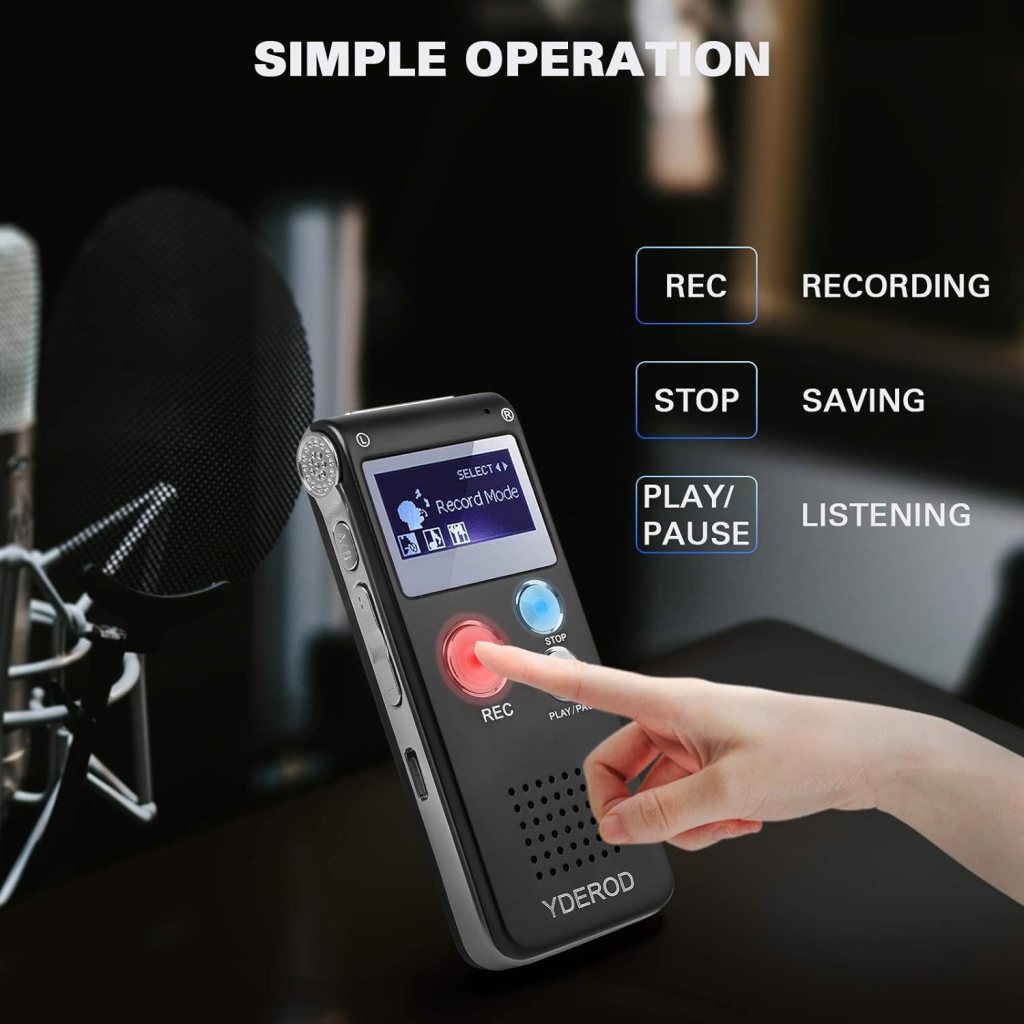 8GB Digital Voice Activated Recorder for Lectures, Meetings, Interviews - HD Sound Mini Portable Audio Recorder with Playback, USB, MP3, A-B Repeat