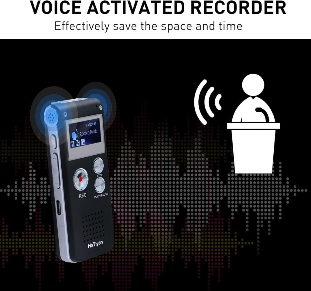 Digital Voice Recorder Audio Recording - 64GB Audio Recorder with Playback Voice Activated Recorder for Lectures Meetings Interviews Recording Device Tape Recorder with Microphone USB Cable MP3 Player