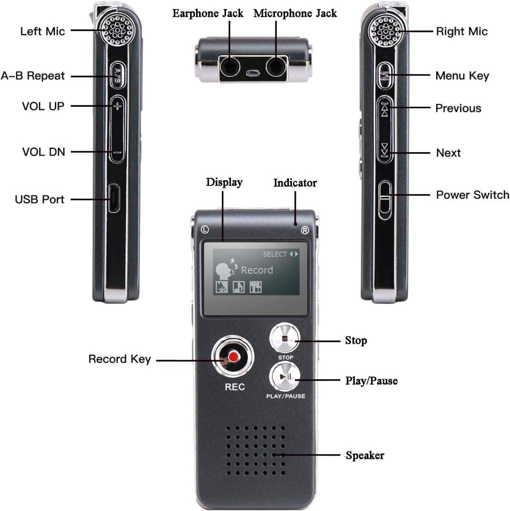 Digital Voice Recorder,KerLiTar K-R01 Voice Activated Recorder for PC Small Tape Recorders for Lectures/Meetings/Interviews