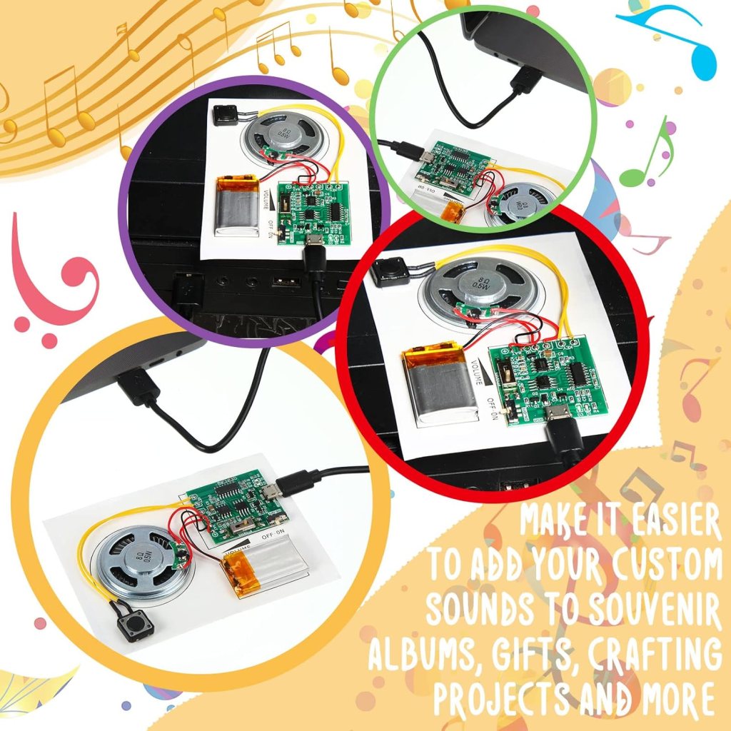 Handepo 2 Pieces 120 Seconds Recordable Sound Module Recordable Sound Chip Push Button Activated Button Recording Music Voice Player Module Chip for DIY Music Box Greeting Card and Other DIY Projects