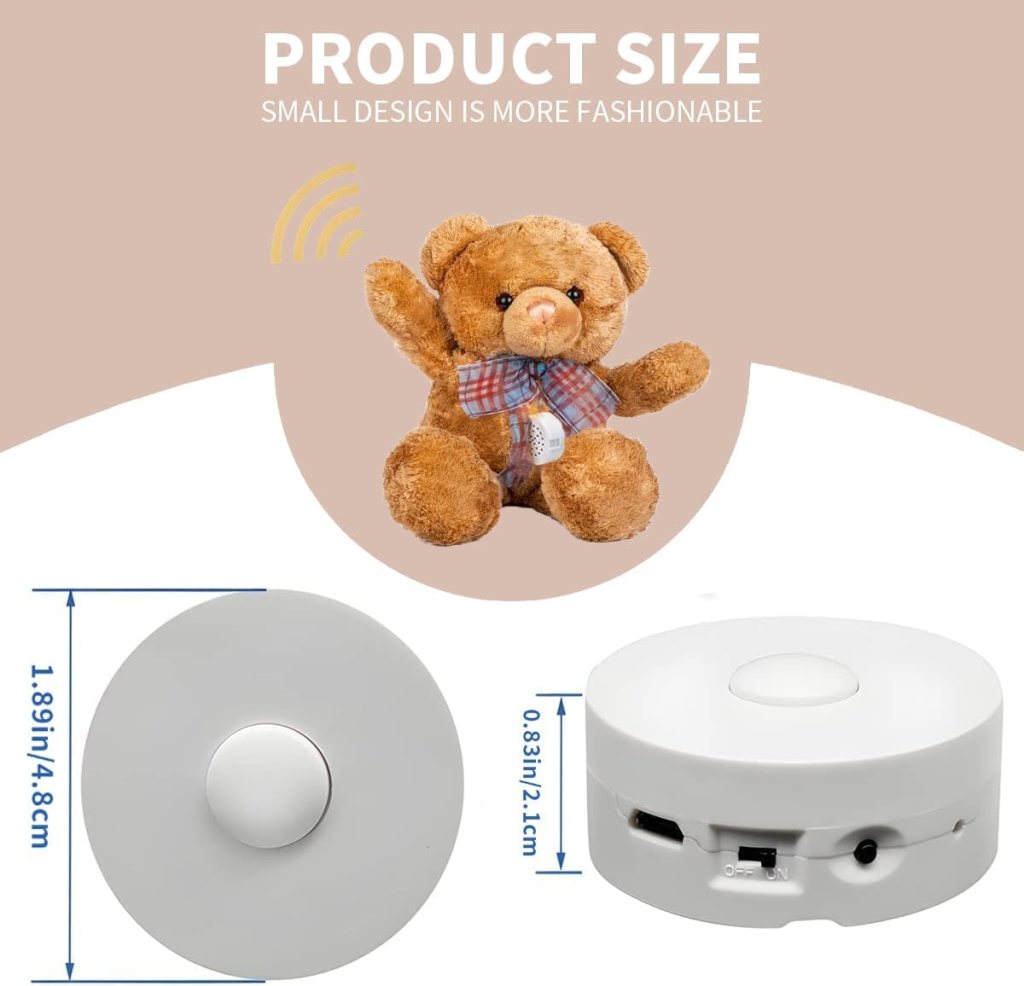 Voice Recorder, 195 Seconds Message Voice Recording, Record Custom Messages for Plush Toys, Stuffed Animals, Baby Dolls, Pillows, USB Rechargeable, Easy to Use