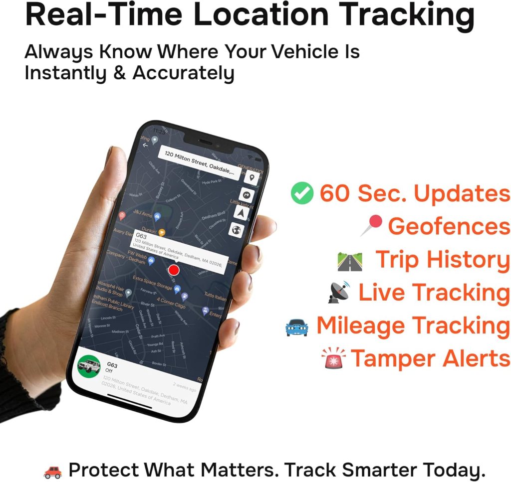 GPS Tracker for Vehicles, No Monthly Fee, No Subscription, 4G SIM and Data Included, Business Fleets, Speeding Alerts, Trip History, Mileage Tracking, Geofence, OBD, USA Developed, Moto Watchdog