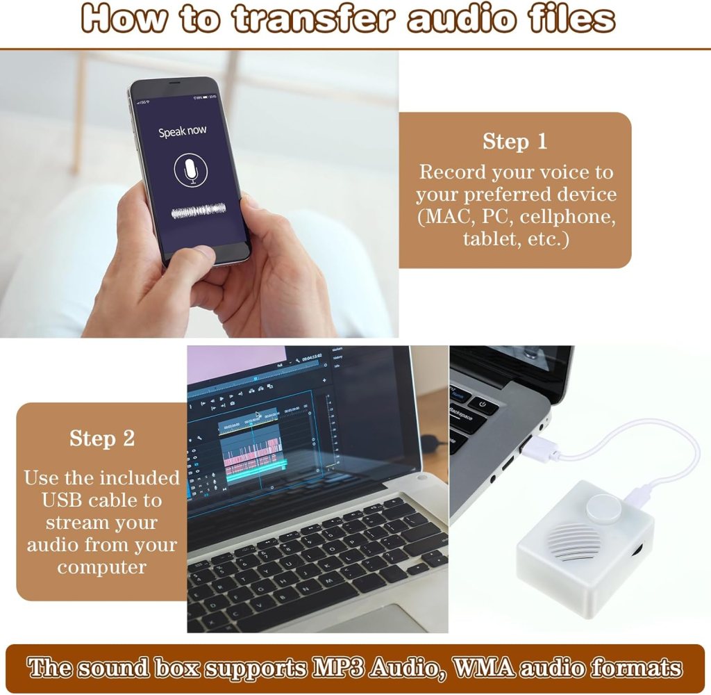 Enhon 960 Seconds Voice Recorder for Stuffed Animal with Volume Adjust, 16M Voice Sound Recorder for Bear Doll Audio Manual Message USB Voice Recoder Device Gift for Halloween Christmas