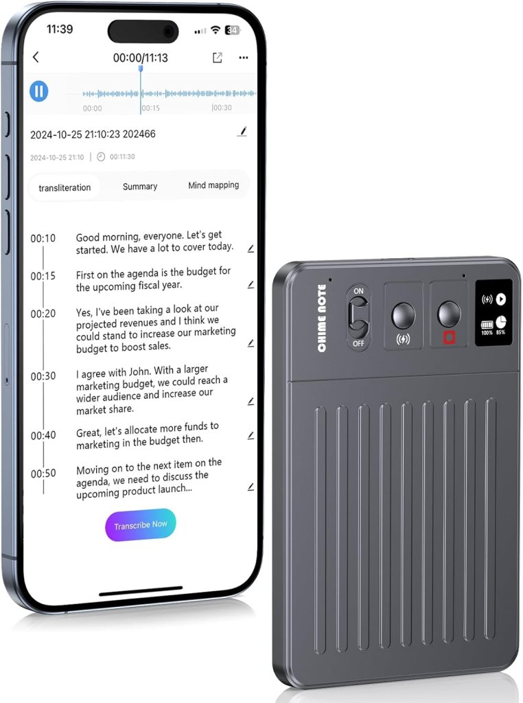 AI Voice Recorder, Voice Recorder with No Fee for Transcribe  Summarize, Empowered by ChatGPT, APP and WEB Sync, Support 107 Languages, 64GB Memory,Digital Voice Recorder for Meetings/Calls-Dark Gray