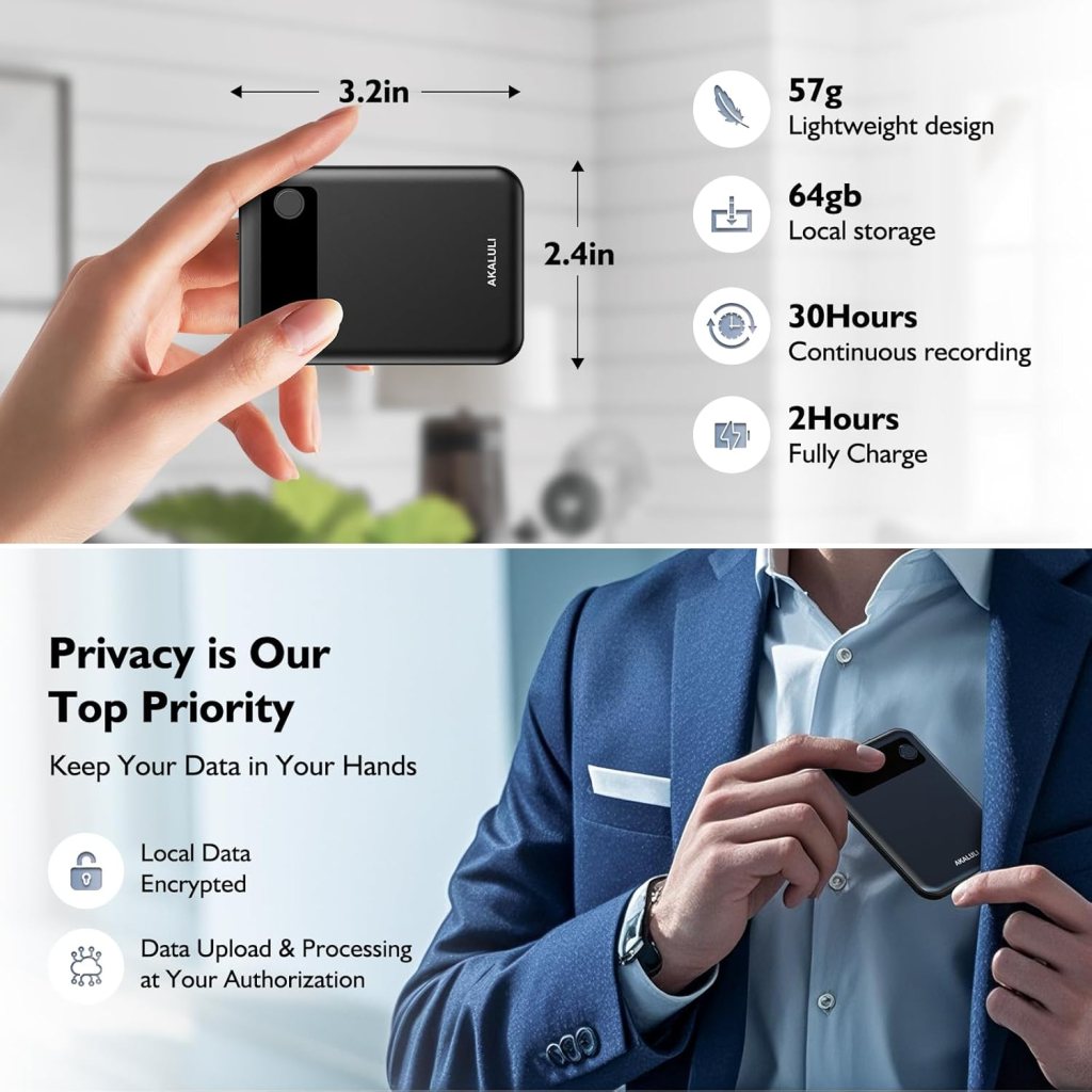 AI Voice Recorder with Transcribe Summarize: Note Voice Recorder with APP Control, 30H Continuous Recording, 64GB Memory Support 100+ Languages, AI Recorder for Calls, Lectures, Meetings AI Voice Recorder with Transcribe Summarize: Note Voice Recorder with APP Control, 30H Continuous Recording, 64GB Memory Support 100+ Languages, AI Recorder for Calls, Lectures, Meetings