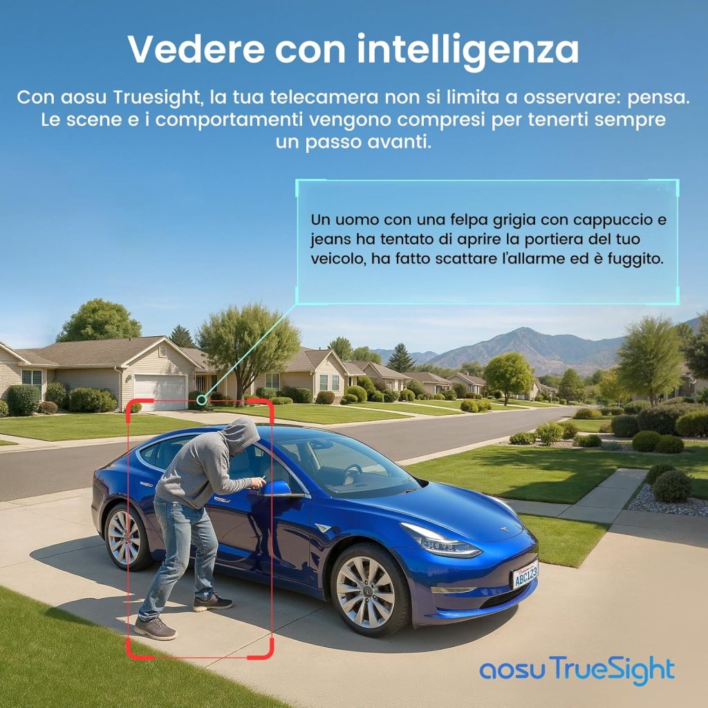 AOSU 4K Solar Security Cameras Wireless Outdoor, Expandable to 16TB (32GB Built-in) HomeCortex Home Security System + 4 Extra Solar Panel, AI Face Recognition  Behavior Detection, 4-Cam Kit