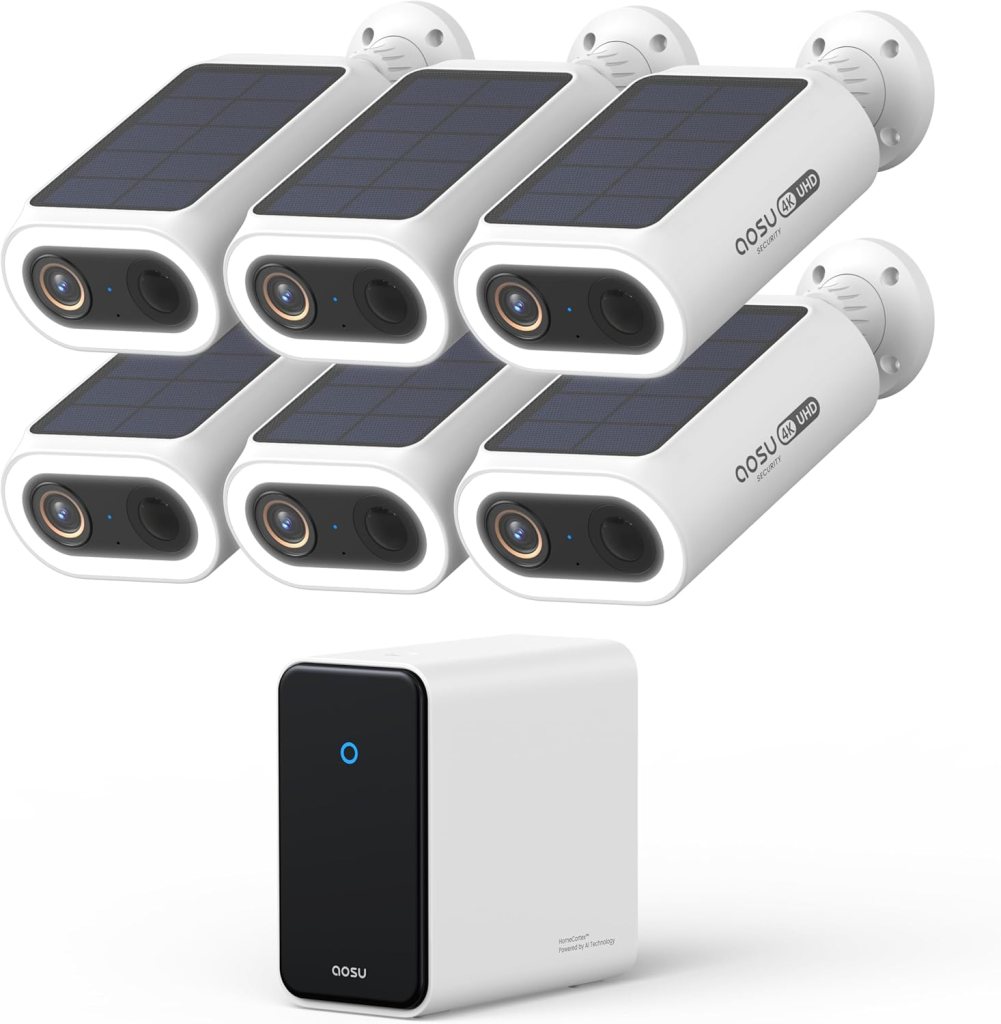 AOSU 4K Solar Security Cameras Wireless Outdoor, Expandable to 16TB (32GB Built-in) HomeCortex Home Security System + 6 Extra Solar Panel, AI Face Recognition Behavior Detection, 6-Cam Kit AOSU 4K Solar Security Cameras Wireless Outdoor, Expandable to 16TB (32GB Built-in) HomeCortex Home Security System + 6 Extra Solar Panel, AI Face Recognition Behavior Detection, 6-Cam Kit