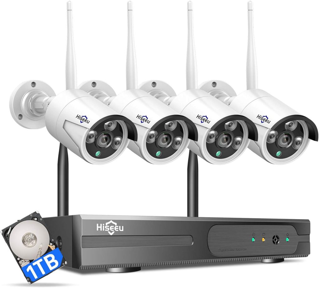Hiseeu Wireless Pro WiFi Security Camera System, 16CH 4K NVR Kit, 8Pcs 5MP CCTV Home Security Camera System for Indoor/Outdoor Use, Night Vision, Waterproof, Motion Detection, 3TB Hard Drive