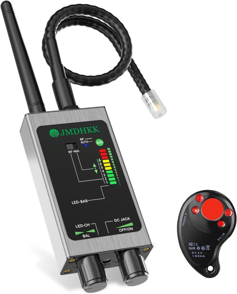 JMDHKK M8000 Hidden Camera Detector, Camera Finder,Bug Detector, Magnetic Tracker Detector, Portable Privacy Protection Device for Travel, Hotels, Vehicles, Offices, and Fitting Rooms (Silver)