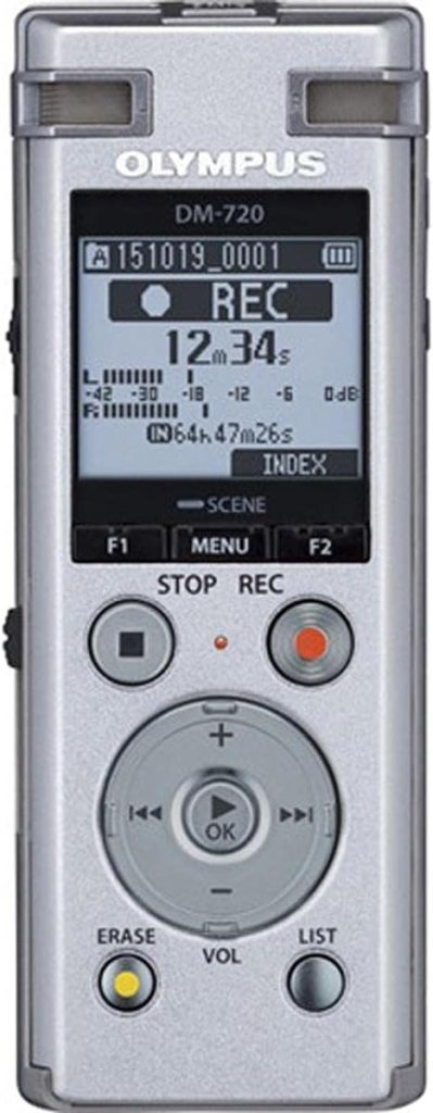 OM SYSTEM Olympus Voice Recorder DM-720 with 4GB, Micro SD Slot, USB Charging, Direction PC Connection, Transcription Mode, Silver OM SYSTEM Olympus Voice Recorder DM-720 with 4GB, Micro SD Slot, USB Charging, Direction PC Connection, Transcription Mode, Silver