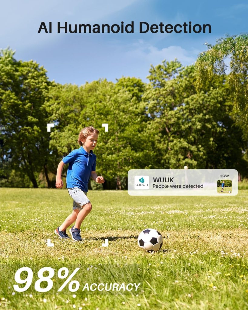 WUUK 2K Solar Security Cameras Wireless Outdoor, 4 Cam-Kit Home Security System, Color Night Vision, Forever Power, No Subscription, 32G Local Storage, Compatible for Alexa, Google Home, 2.4G5G WiFi