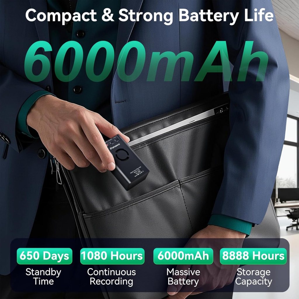 128GB Magnetic Digital Voice Recorder, 45 Days Continuous Recording, Voice Activated Audio Recorder with Password, Clip, Metal Housing, 2159 Professional Noise Reduction for Meetings Lectures