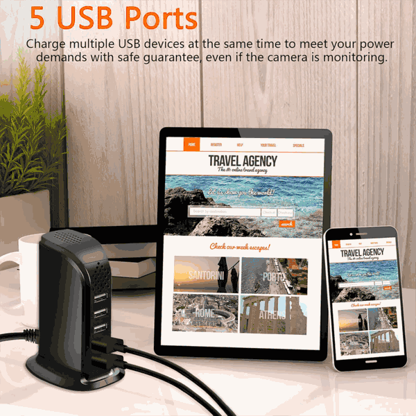 5 Port WiFi Charger Hidden Spy Camera Tuya App Live View  Recording Review