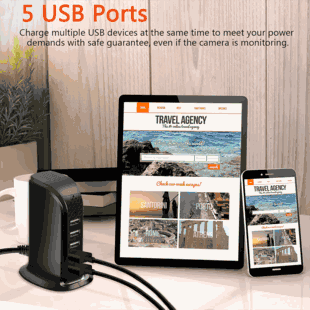 5 Port WiFi Charger Hidden Spy Camera Tuya App Live View  Recording Review