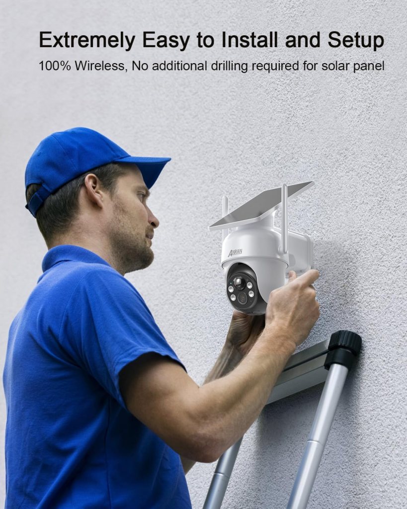 ANRAN Solar Security Cameras Wireless Outdoor, 4MP FHD Home Security System Battery Powered, 4-Cam Kit with Integrated Solar Panel, Forever Power, Spotlight, Expandable Local Storage, No Monthly Fee ANRAN Solar Security Cameras Wireless Outdoor, 4MP FHD Home Security System Battery Powered, 4-Cam Kit with Integrated Solar Panel, Forever Power, Spotlight, Expandable Local Storage, No Monthly Fee